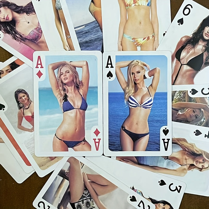 Adult Playing Cards - Realistic Woman in Swimsuit Poker Deck for Parties