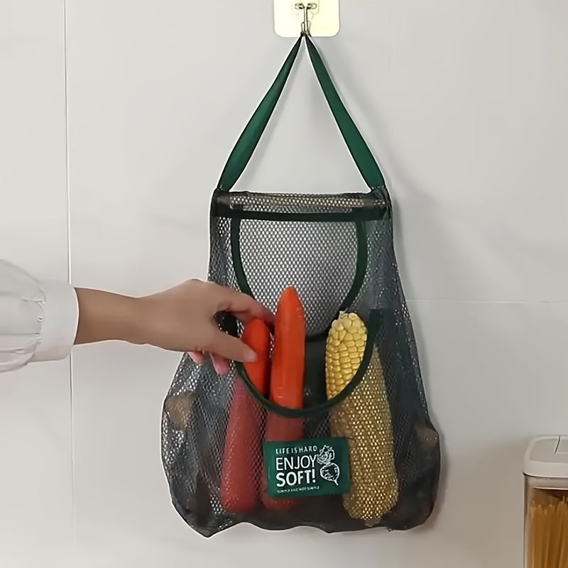 Organizador de malla para colgar en la pared para frutas, verduras, jengibre, ajo y almacenamiento de cocina