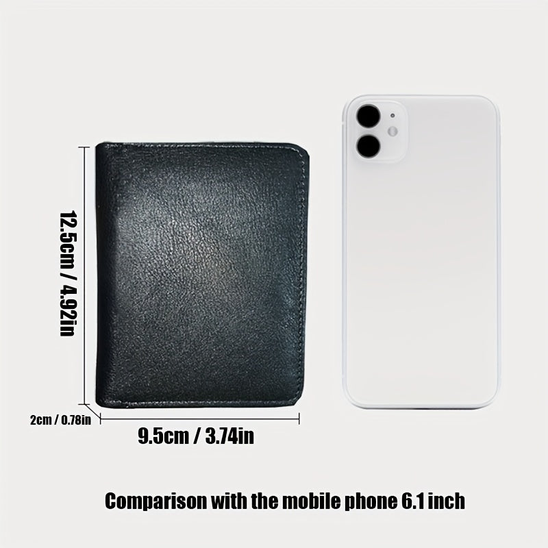 Мужской винтажный кожаный кошелек черной коровьей кожи с плетеным рюшем для карт