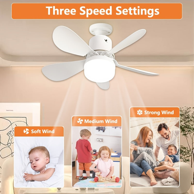 Smart LED Ceiling Fan with Light Remote Control Adjustable Brightness and Color Temperature Indoor E27 Socket