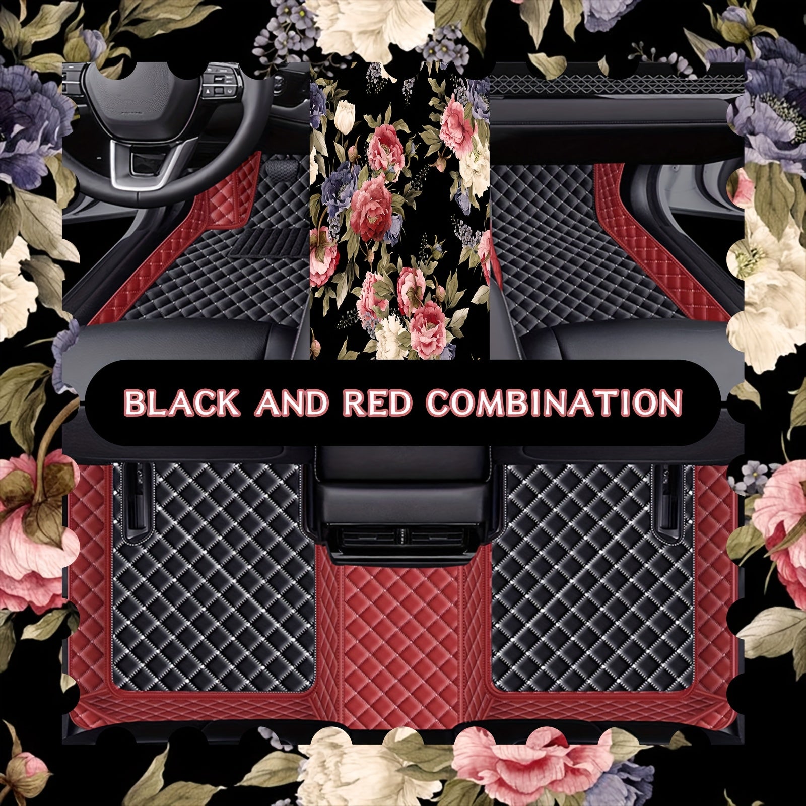 Full Coverage Faux Leather Floor Mats for Cars All-Weather Durable Easy to Clean