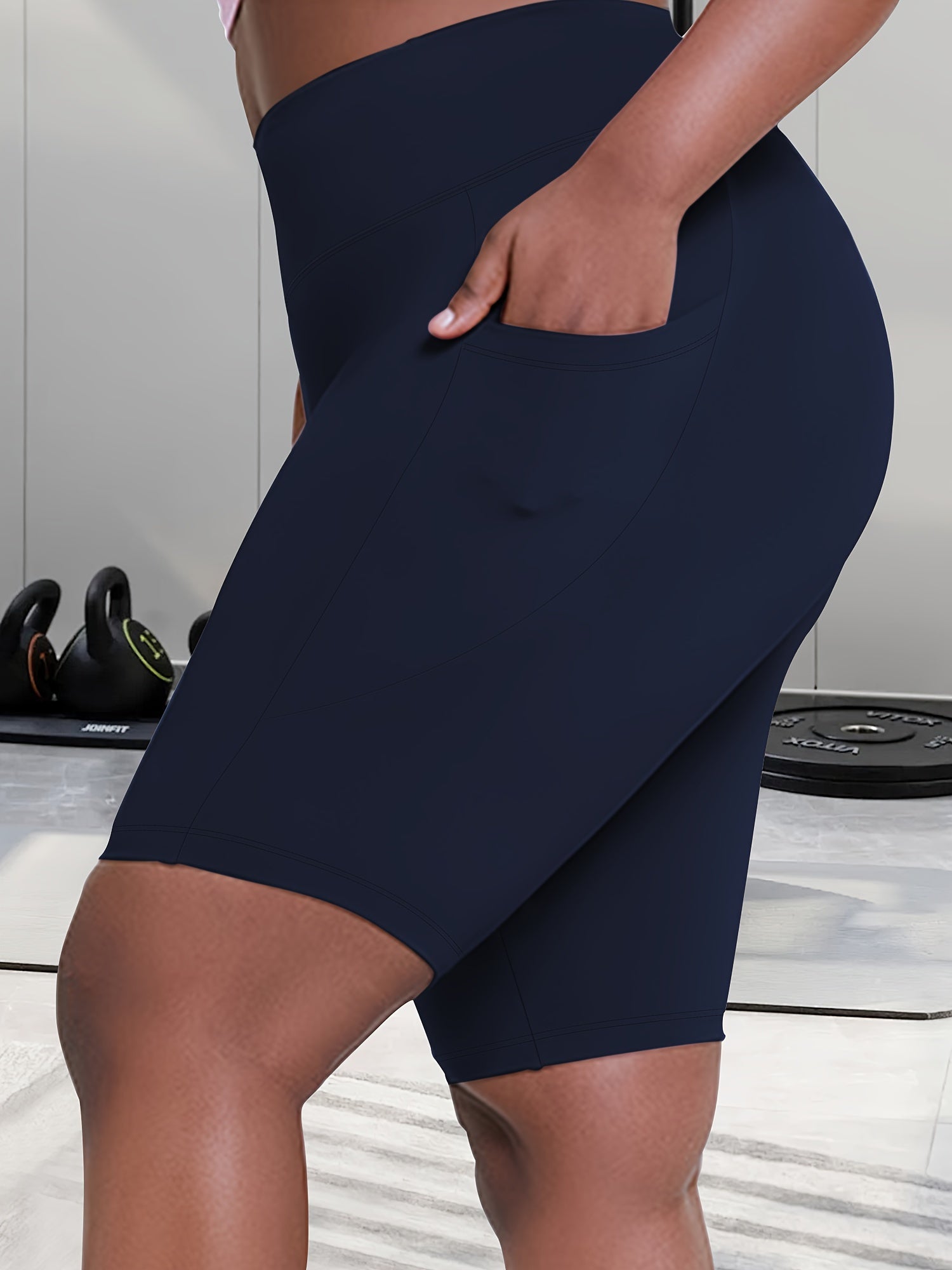 Women's High-Waist Shaping Shorts Black Tummy Control Mid-Thigh