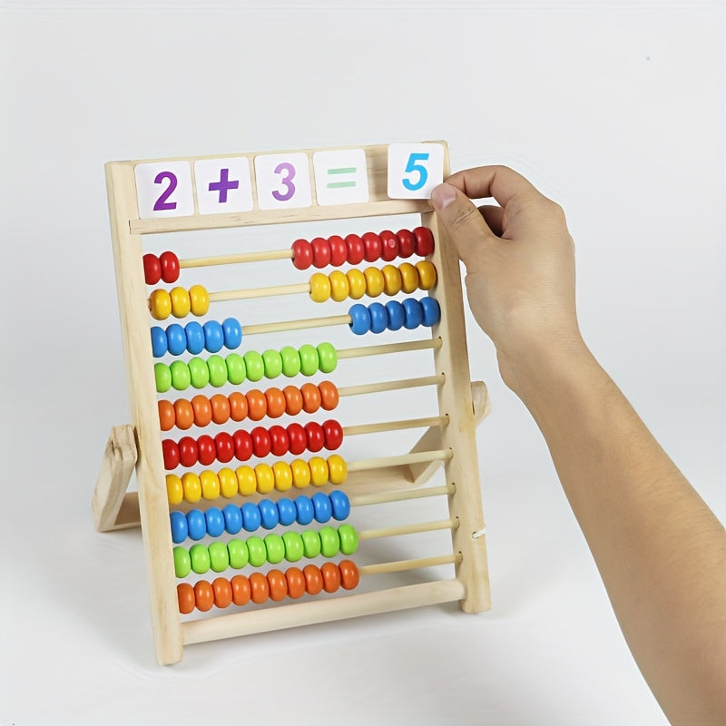 Children's Wooden Abacus Stand for Elementary School Math 10 Levels Teaching Aid