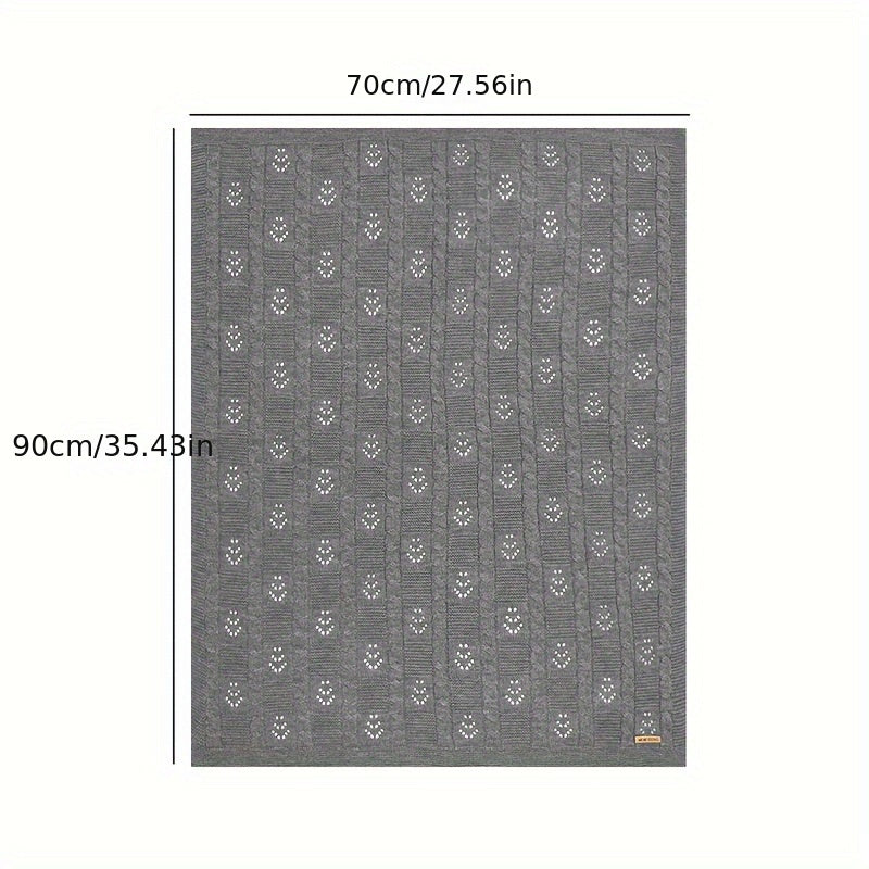 Solid Color Throw Blanket for Spring and Summer Knit Cable Hollow-Out Design Light Green Khaki White