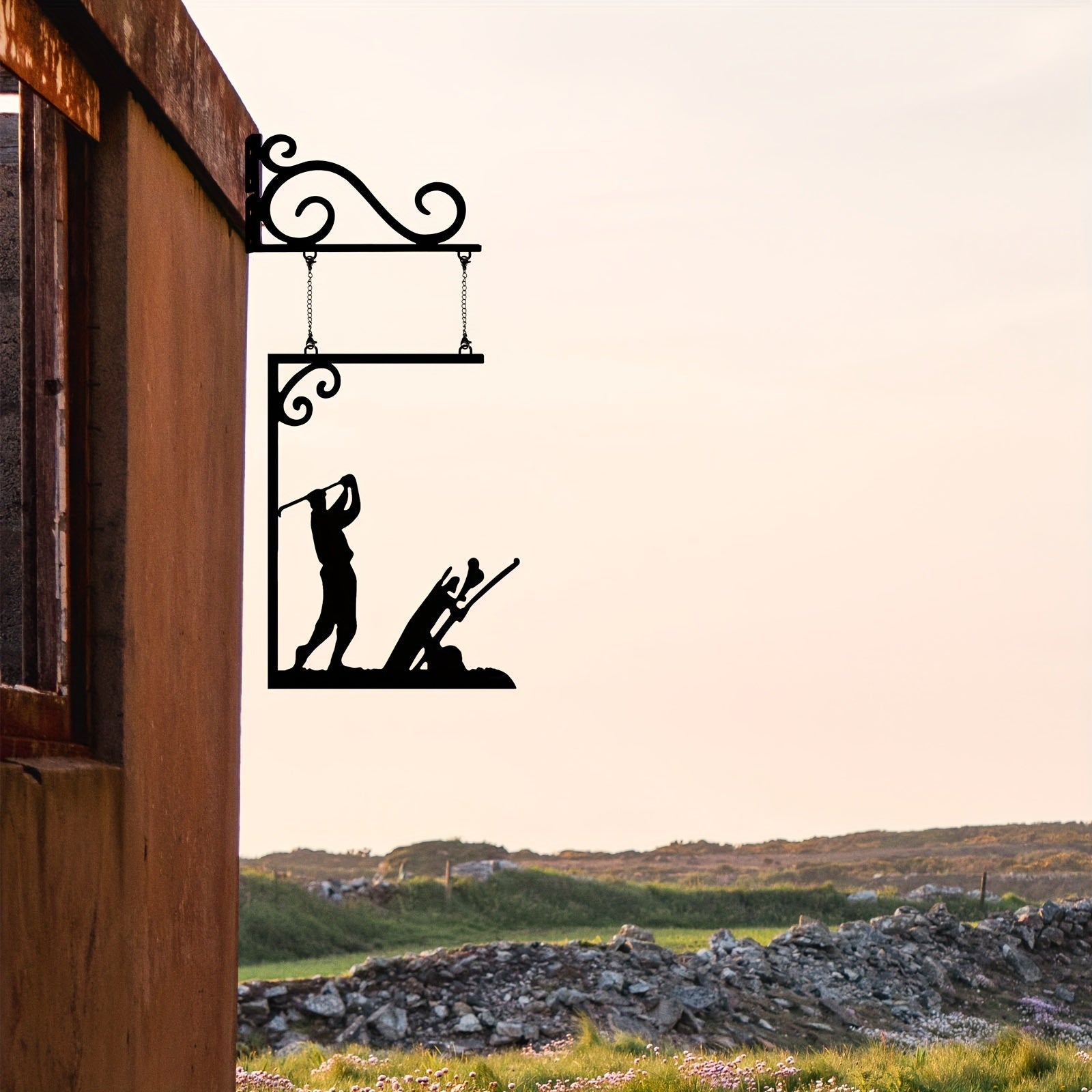 Metall Halloween Golf Maydoni Eshik Belgisi Ornament - Golf Ishqibozlari uchun Yashash Xonasi, Yotoqxona, Porch yoki Hovli Devorlarini Bezaklash uchun Yaratilgan Yaratilish.