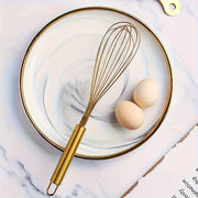 Gold Stainless Steel Whisk Handheld Egg Beater for Baking and Cooking
