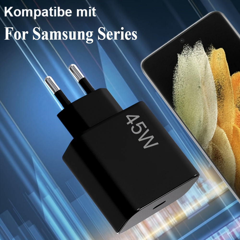 45W USB-C tez zaryadlovchi Samsung va iPhone uchun PPS PD tez zaryadlash uchun kompakt qora