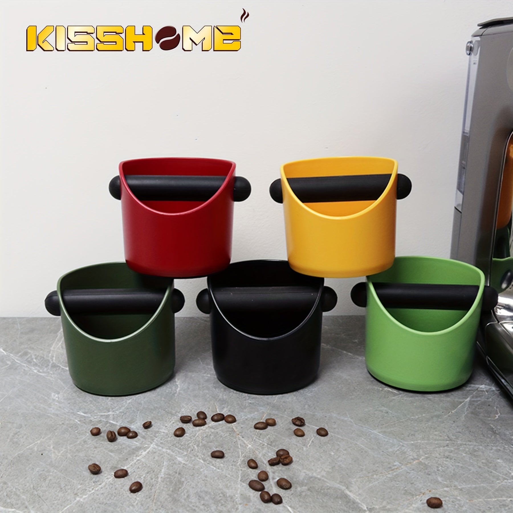 Vibrant Espresso Knock Box with Non-Slip Base and Silicone Knocking Rod