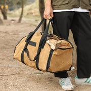 Durable Canvas Firewood Tote Outdoor Wood Storage Carrier for Camping and Holidays