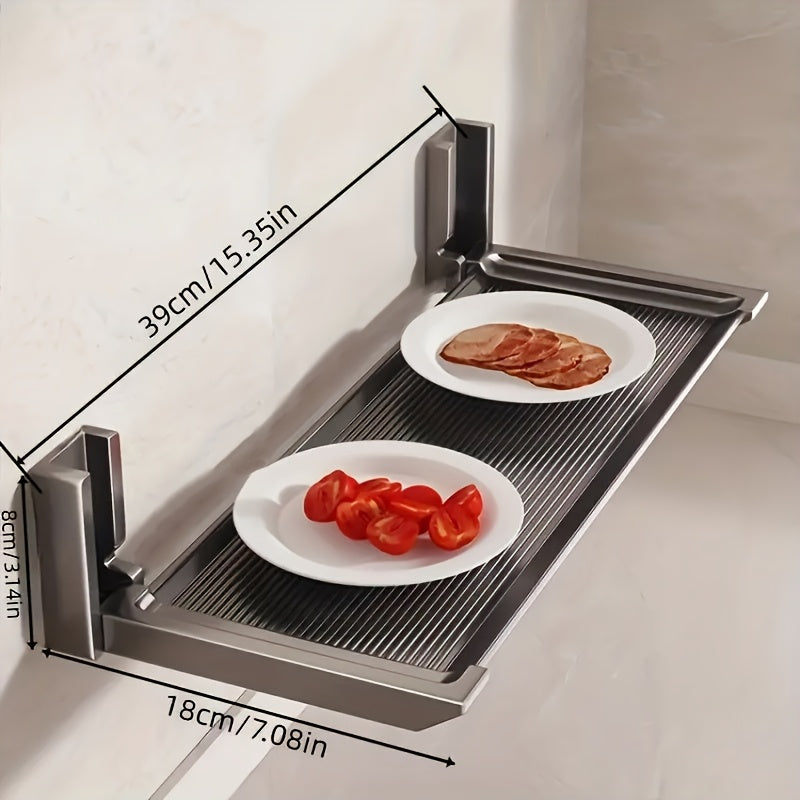 Estante de cocina de aluminio moderno para montar en la pared con estante plegable para frascos de condimentos