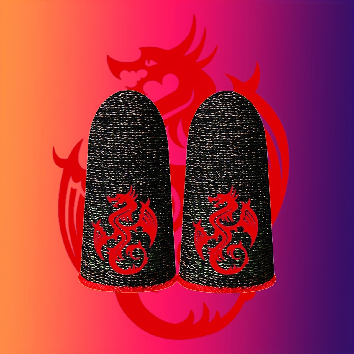 Game Finger Sleeves with Dragon Pattern, Carbon Fiber Material, Breathable, for Mobile Gaming