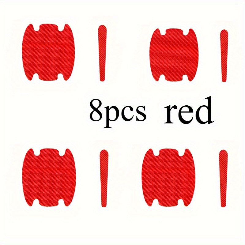 8 Pcs Carbon Fiber Car Door Handle Protectors Scratch Resistant Covers Universal Fit Black