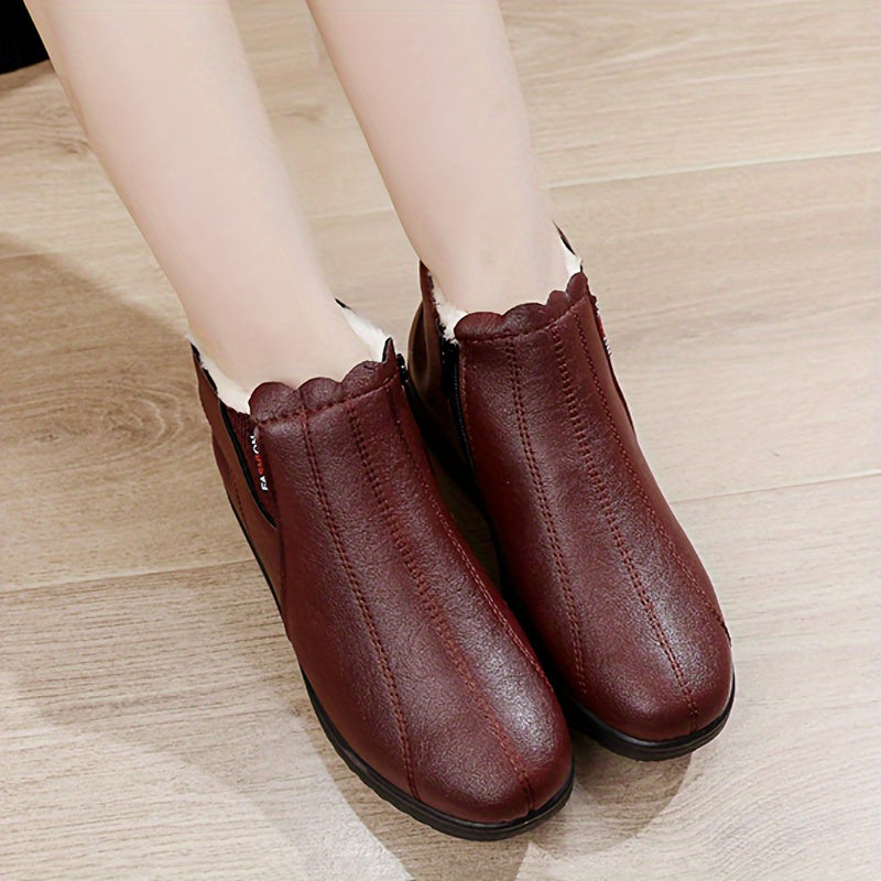 Botas de nieve de invierno para mujer con forro de felpa y suela de goma antideslizante tallas grandes