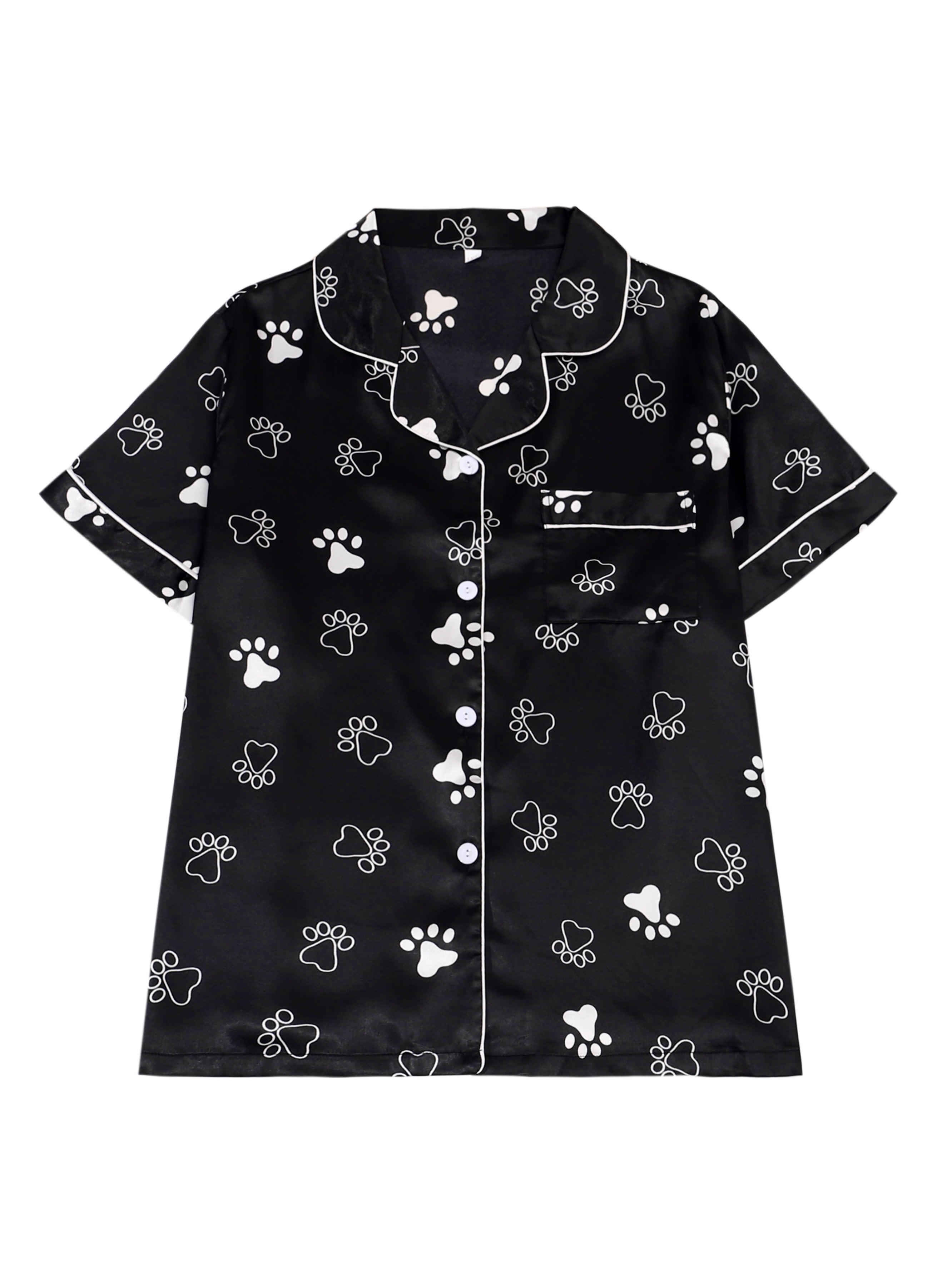Plus Size Women's Cotton Short Sleeve Pajama Set with Dog Print