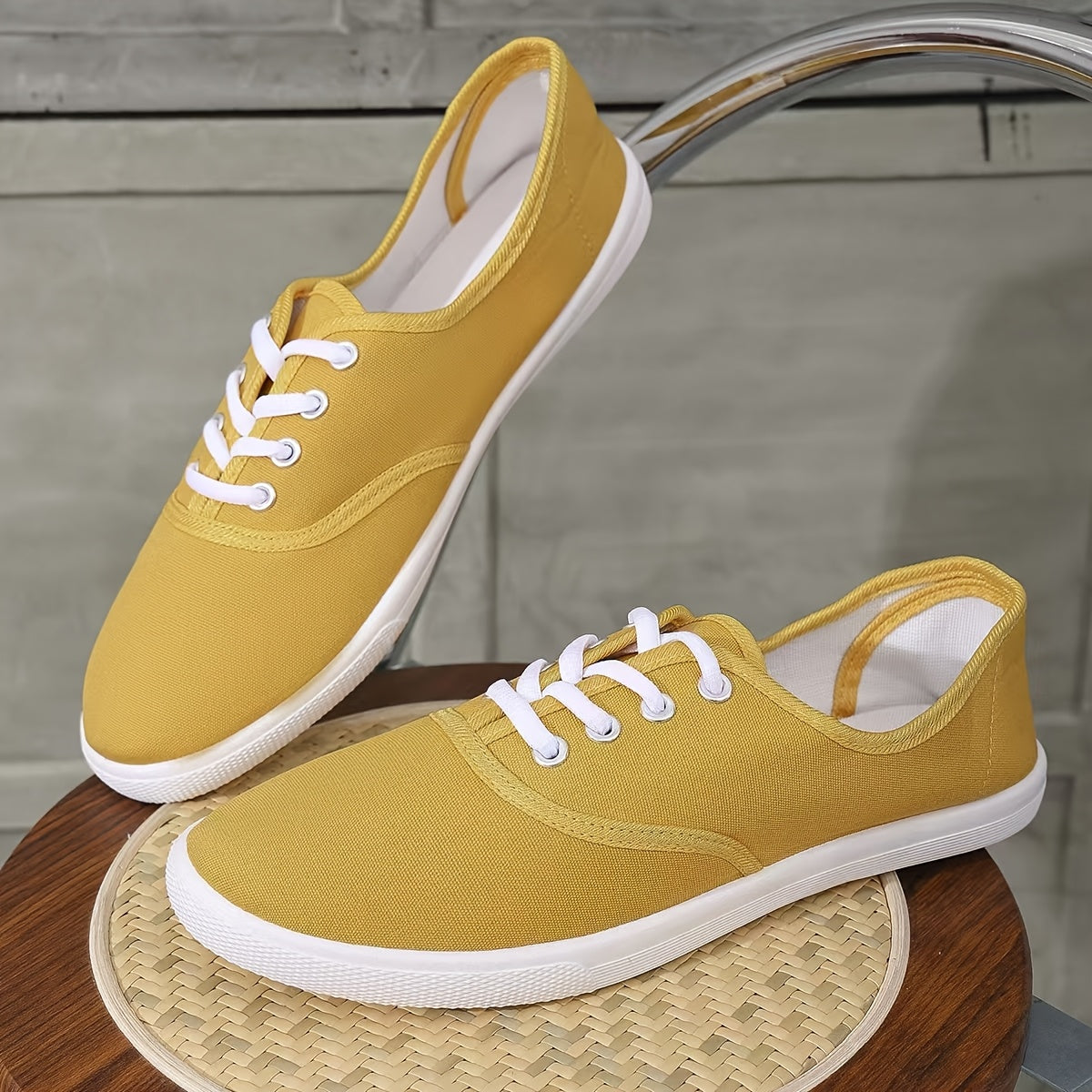 Women's Navy Blue Casual Sneakers Lace-Up Low Tops with Round Toe