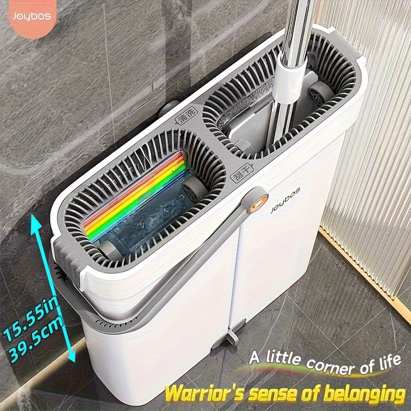 15.55 Inch Flat Mop and Bucket Set with Microfiber Cloths for Tile and Wood Floors