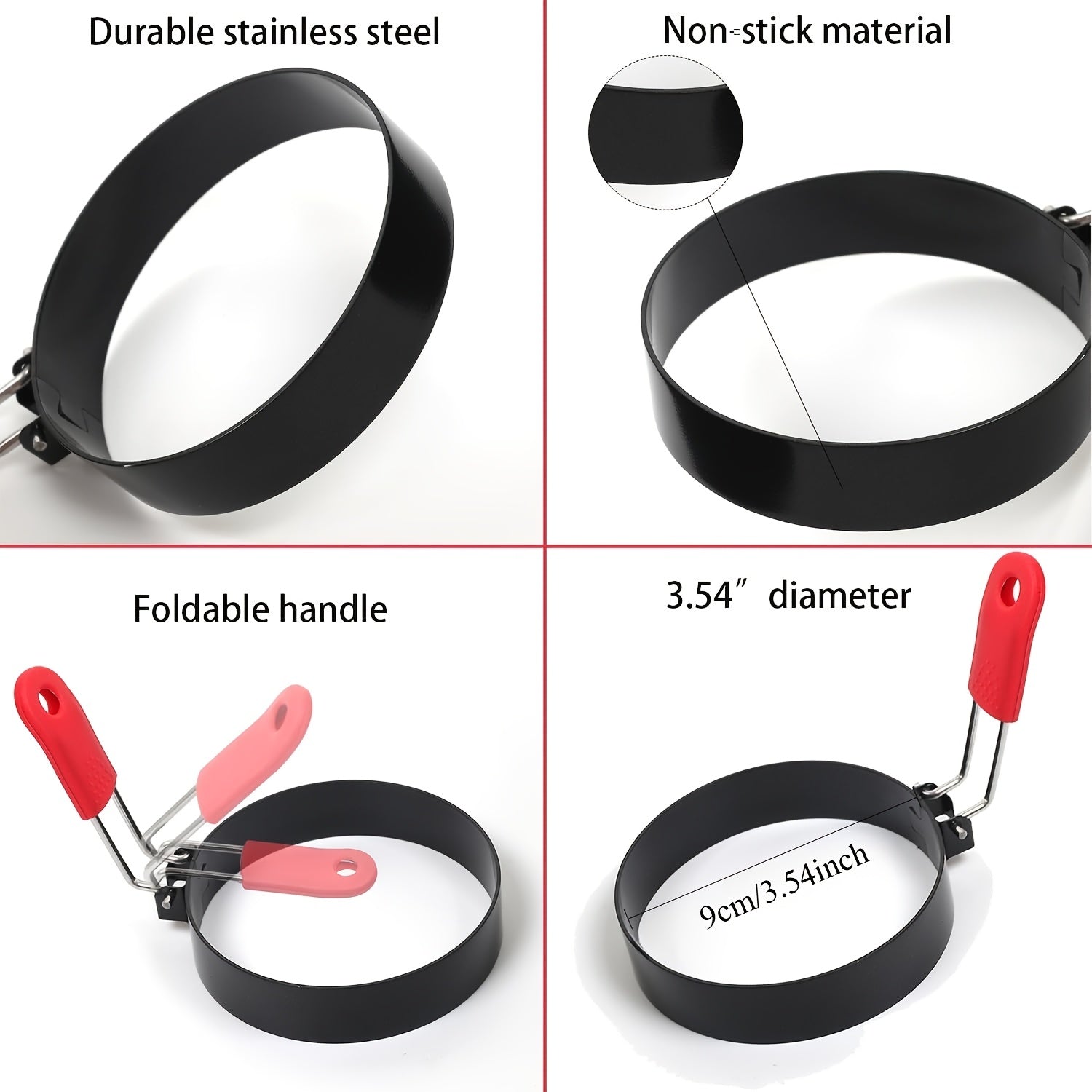 3.5-Inch Egg Molds with Silicone Grips for Waffles Pancakes and Breakfast