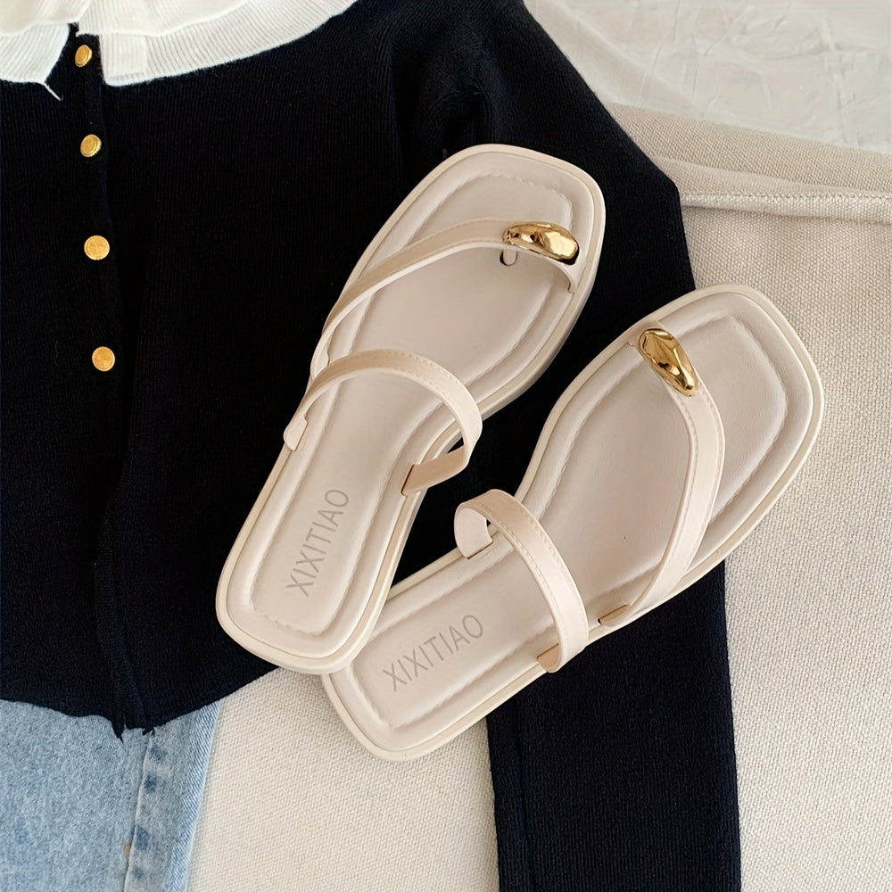 Women's Slip-On Sandals Non-Slip Open-Toe Beach Shoes Black White