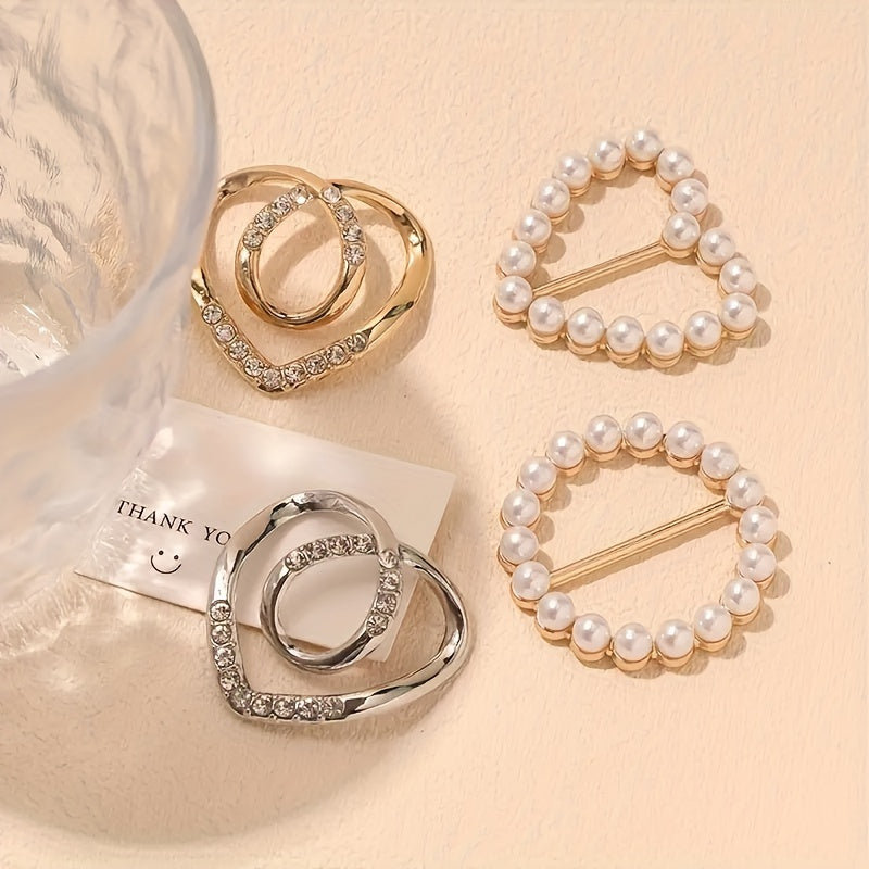 Set of 8 Minimalist Alloy Brooch Pins with Pearls and Rhinestones for Clothing and Scarves