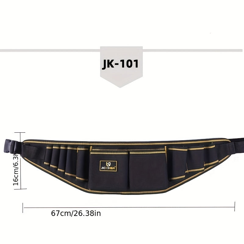 Waterproof Oxford Cloth Tool Waist Bag with Buckle and Hook and Loop Tape Black