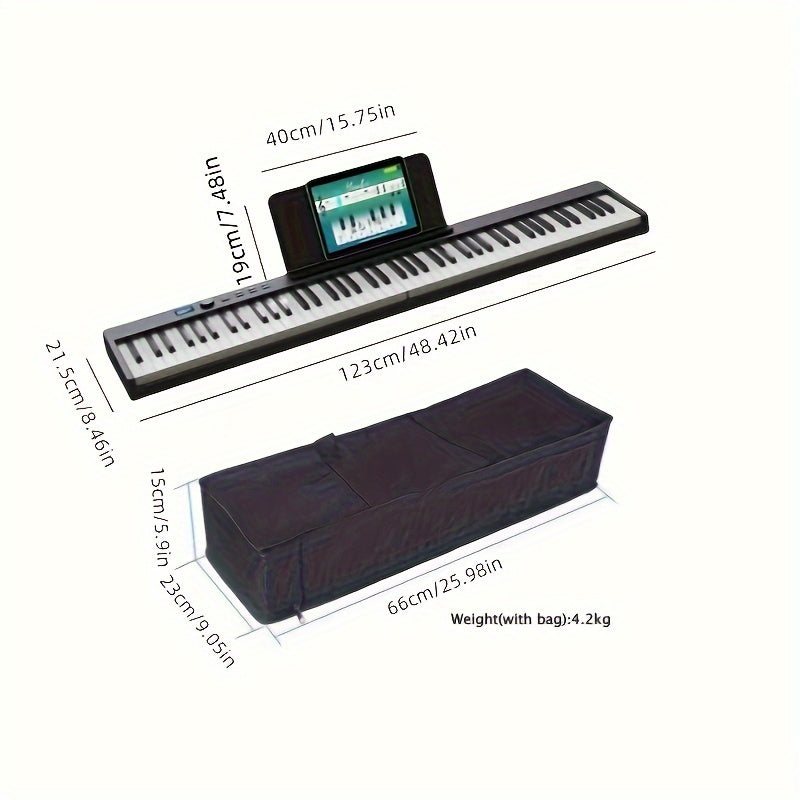 88-Key Electronic Piano Keyboard with Dual Rhythm and Timbre, Includes Carry Bag and Sustain Pedal