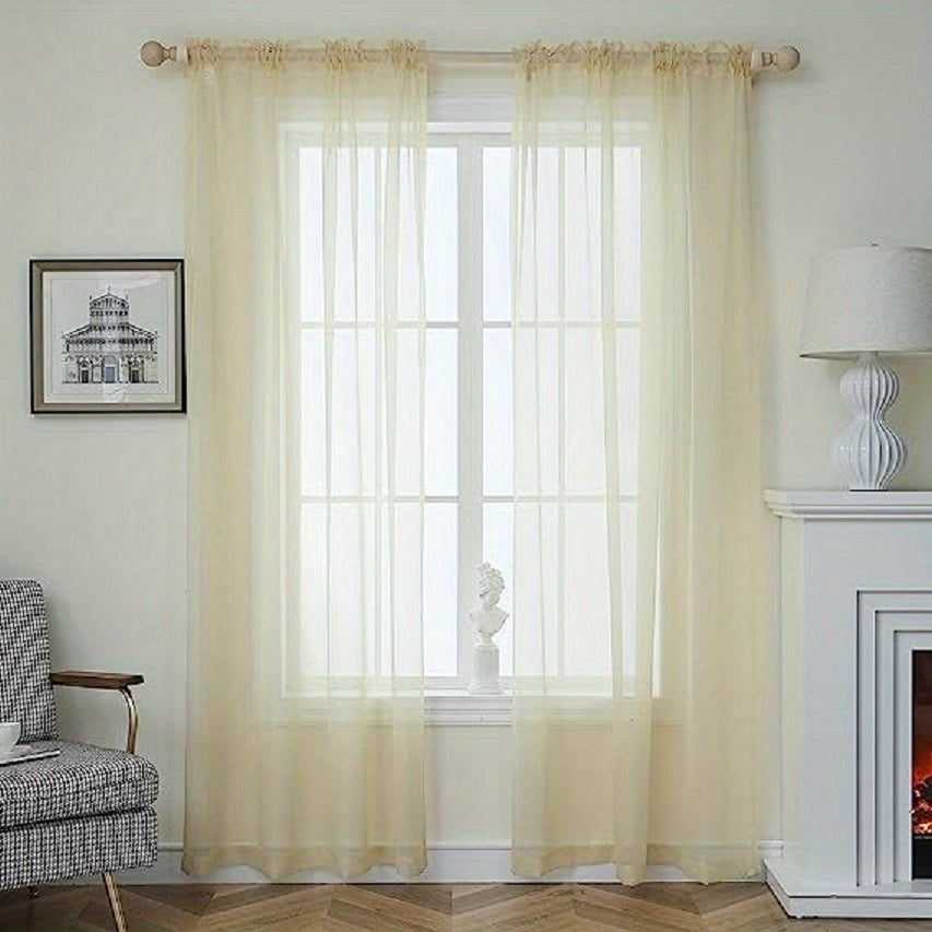 Sheer Curtain Panels with Rod Pocket for Bedroom Living Room Office Kitchen