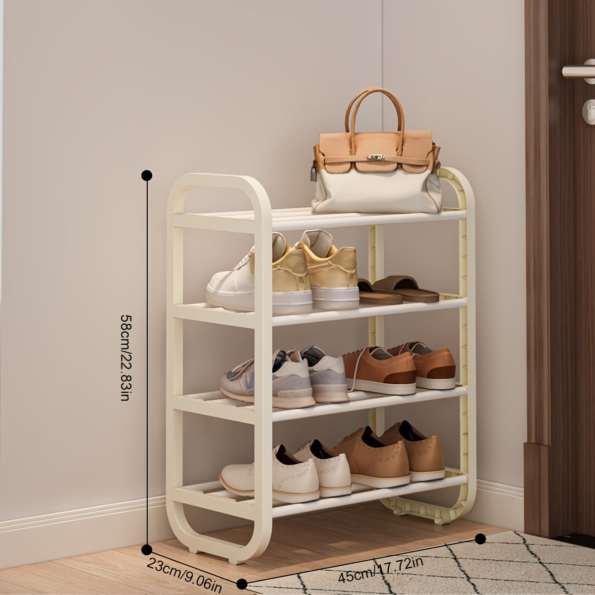 Compact Metal Shoe Rack 4/5 Tiers Organizer for Entryway Hallway Storage