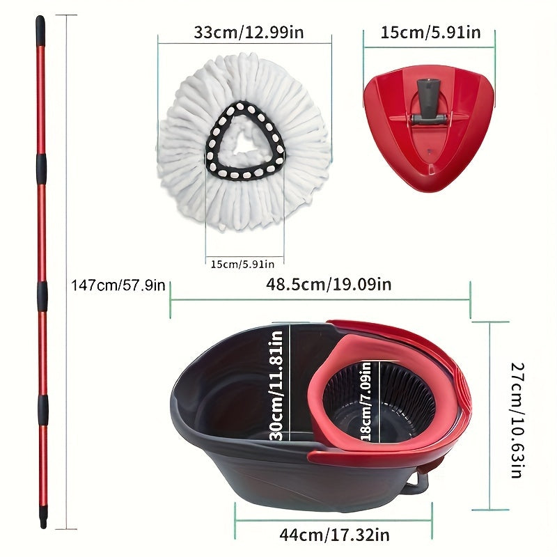 Spin Mop Set with 360° Rotating Bucket and Microfiber Pads for Easy Cleaning