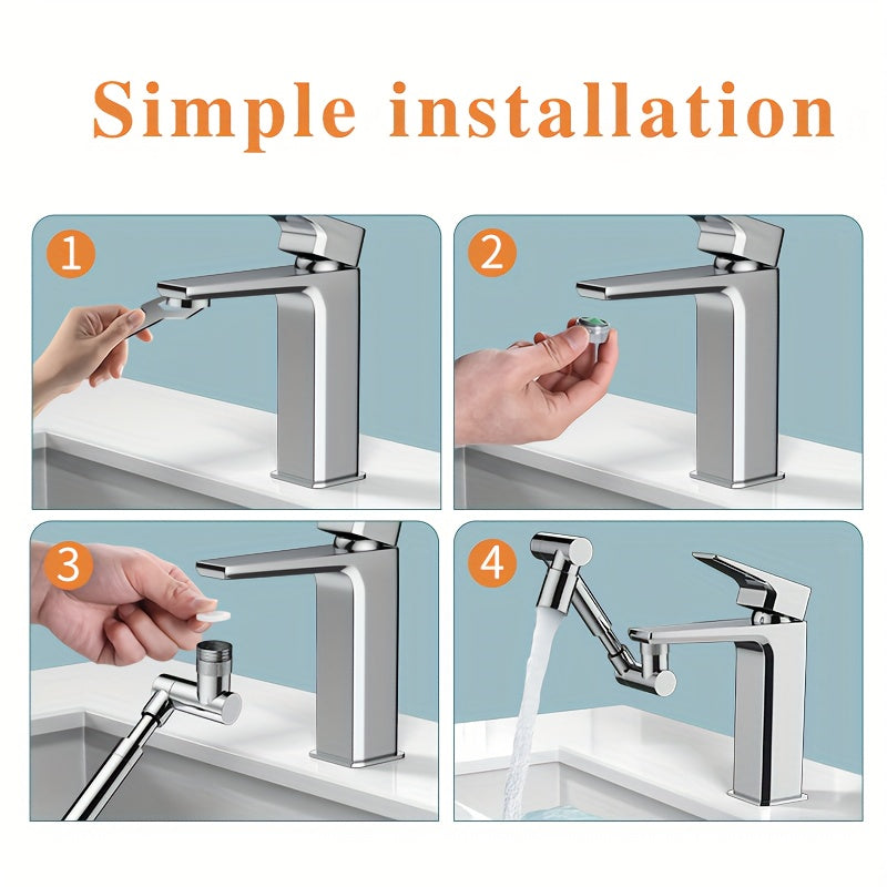 Stainless Steel Kitchen Faucet with 360° Rotation and Dual Water Modes