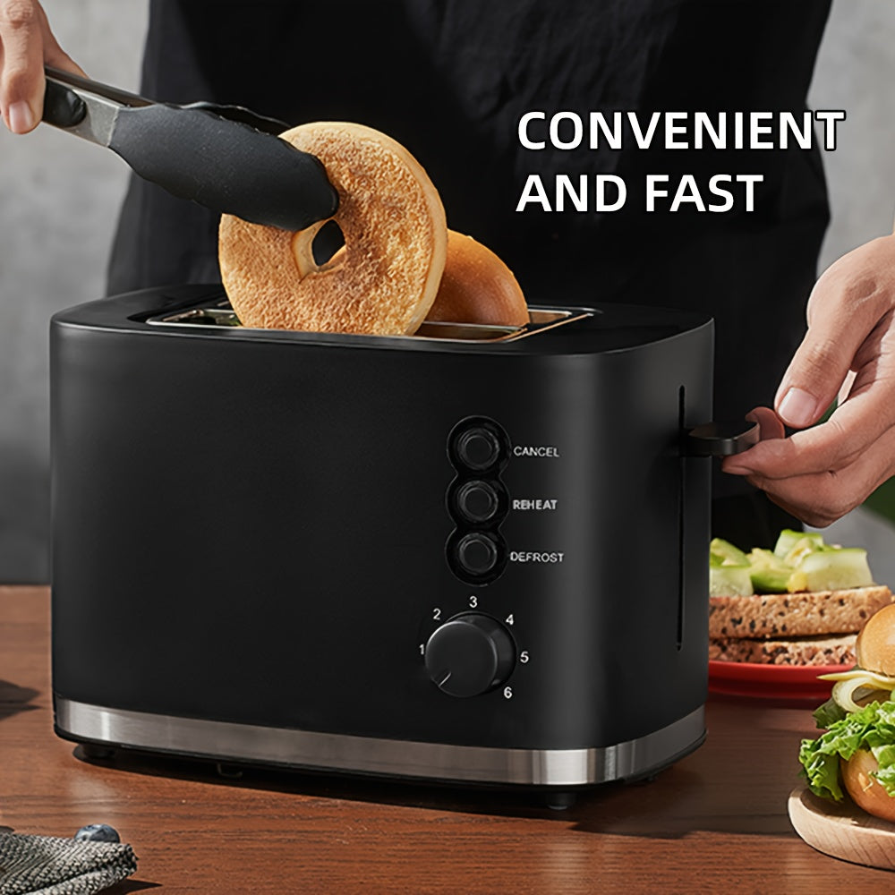 220V Черный тостер для дома, портативный, двухслойный, против заедания, современный дизайн