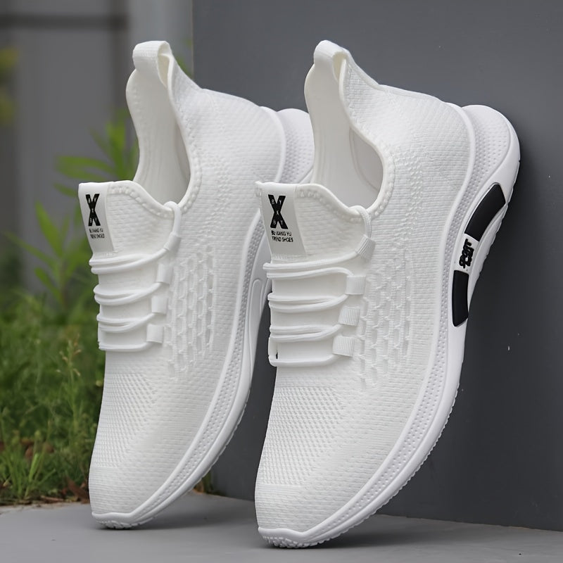 Men's Woven Slip-On Sneakers Breathable Soft Sole Casual Year-Round Workout