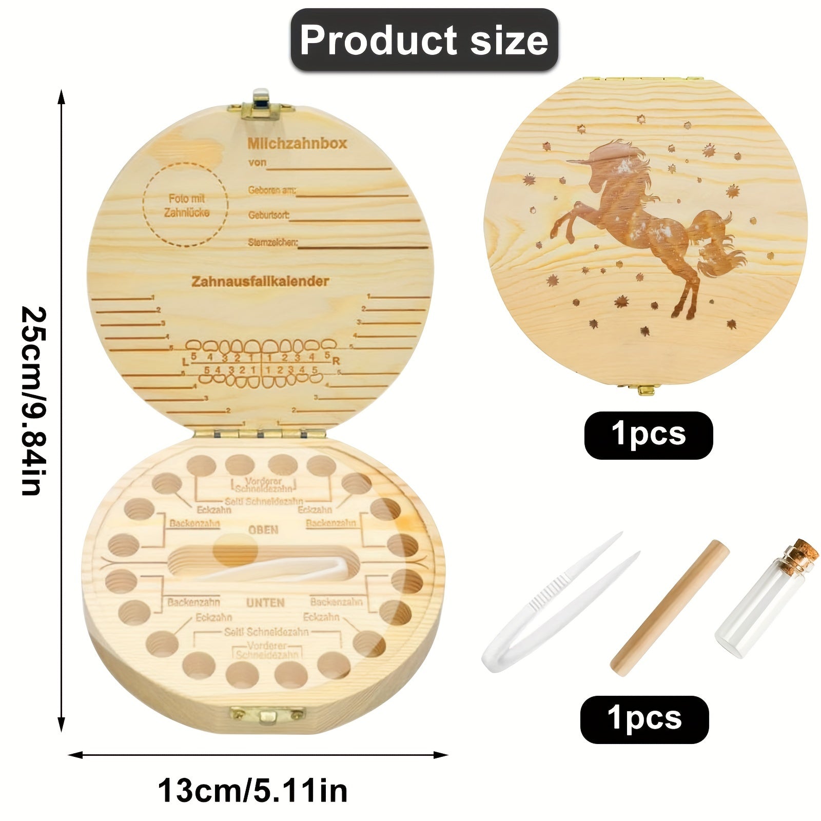 Деревянная коробка для зубов мальчиков - сувенир для зубов, волос, пуповины. Включает пинцет для хранения зубов младенца. Милая коробка сохраняет воспоминания о детстве.
