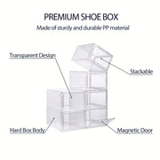 Transparent Plastic Shoe Storage Boxes with Doors Stackable Organizer for Bedroom Bathroom Office