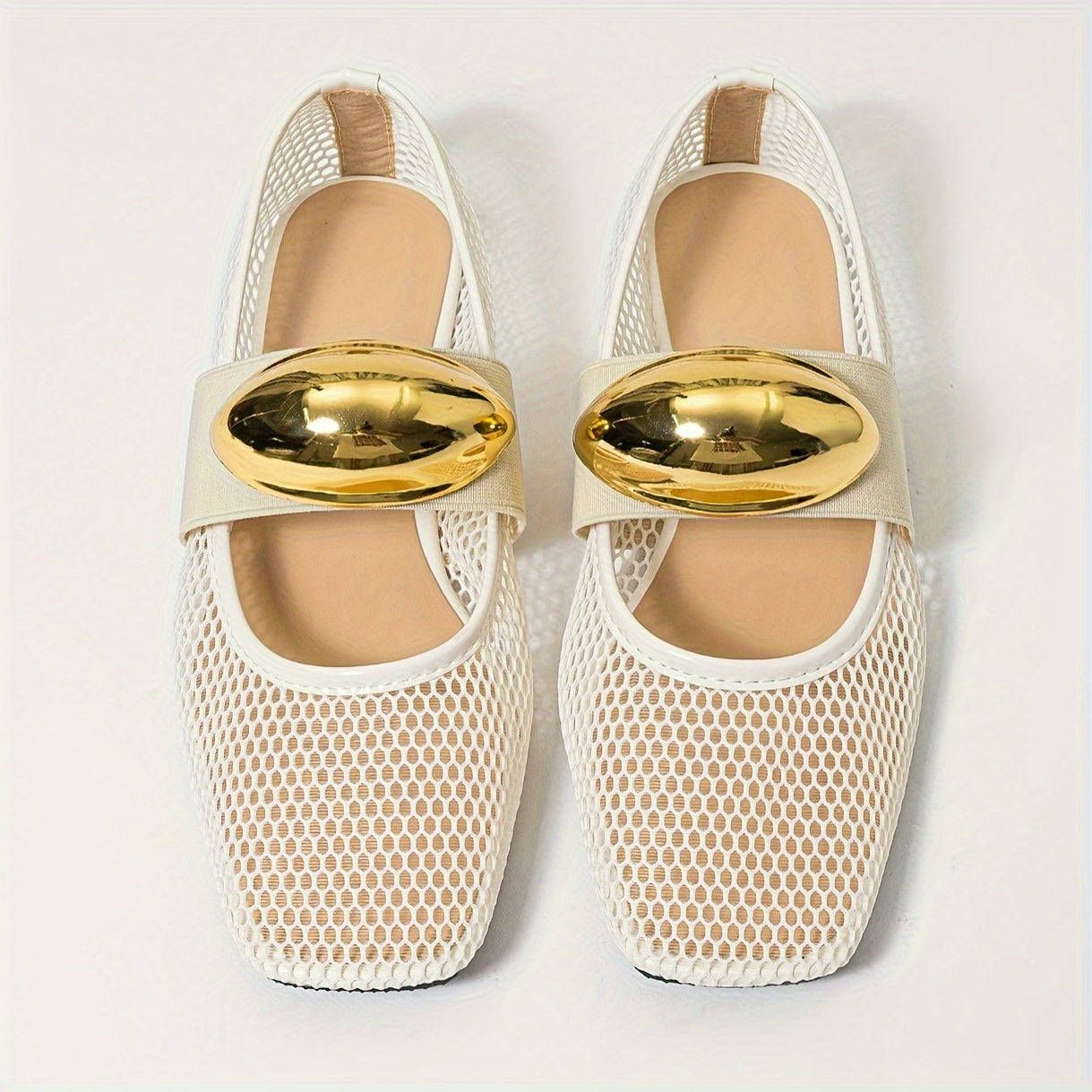 Women's Metallic Slip-On Flats Lightweight Breathable Mesh Shoes