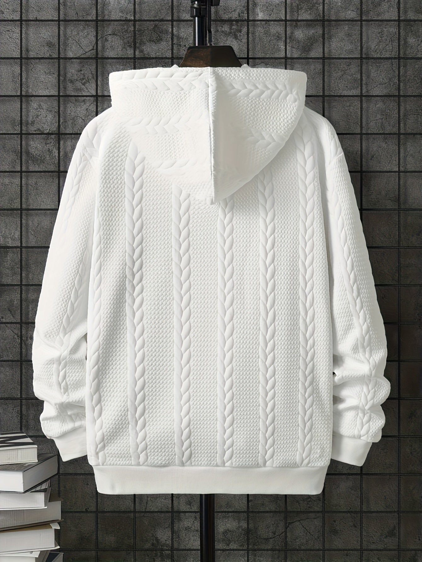 Plus-Size Men's Hooded Sweatshirt with Kangaroo Pocket Casual Polyester Knit