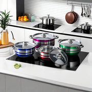 Set of 9 Stainless Steel Soup Pots with Lids for Induction and Gas Stoves