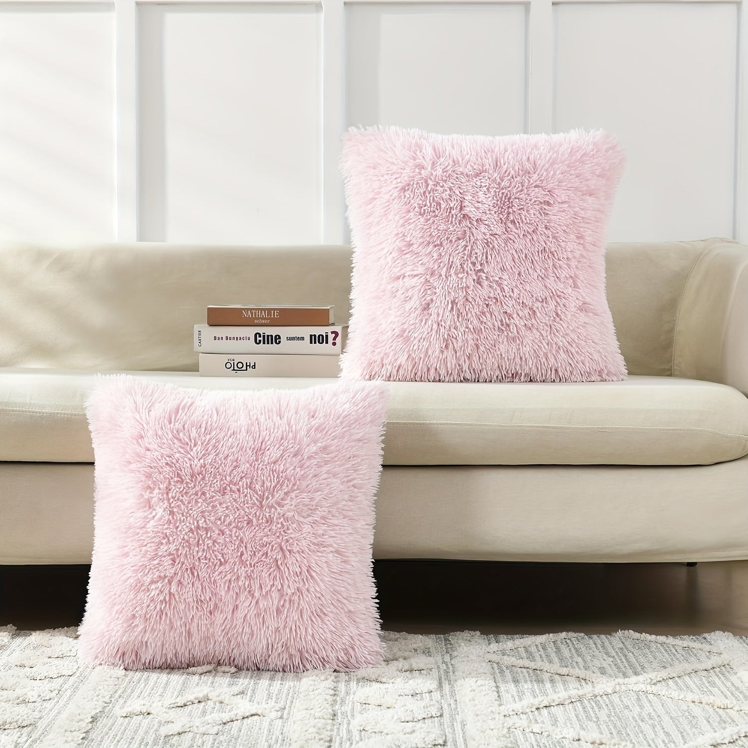 40.64 cm Fuzzy Throw Pillow Cover with Zipper Square Cushion Cover for Sofa Bed Decor