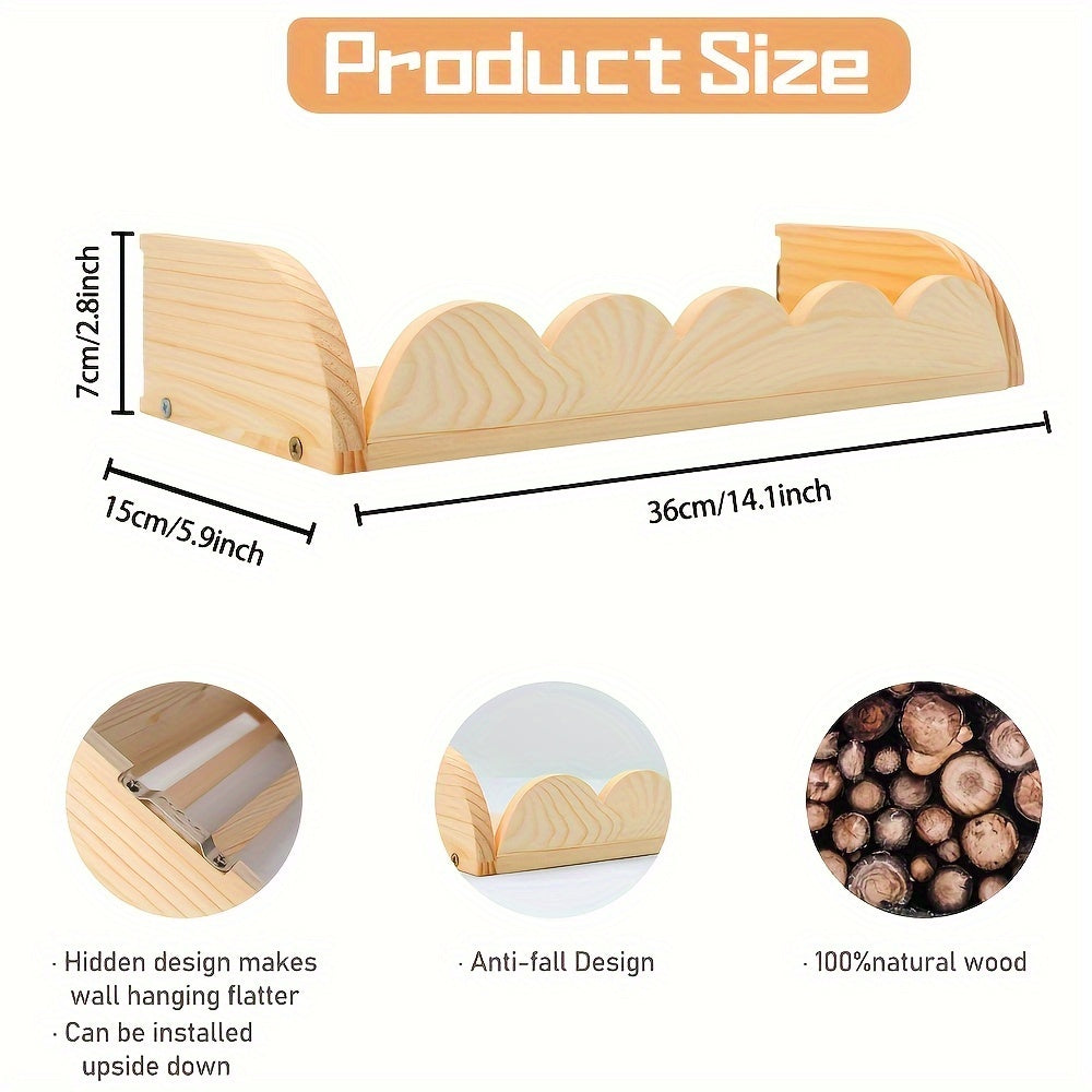 Bolalar xonasi, hammom yoki devor bezaklari uchun yog'och suzuvchi javonlar - kitoblar, o'yinchoqlar, fotosurat ramkalari va bolalar xonasi bezaklarini saqlash uchun ideal.