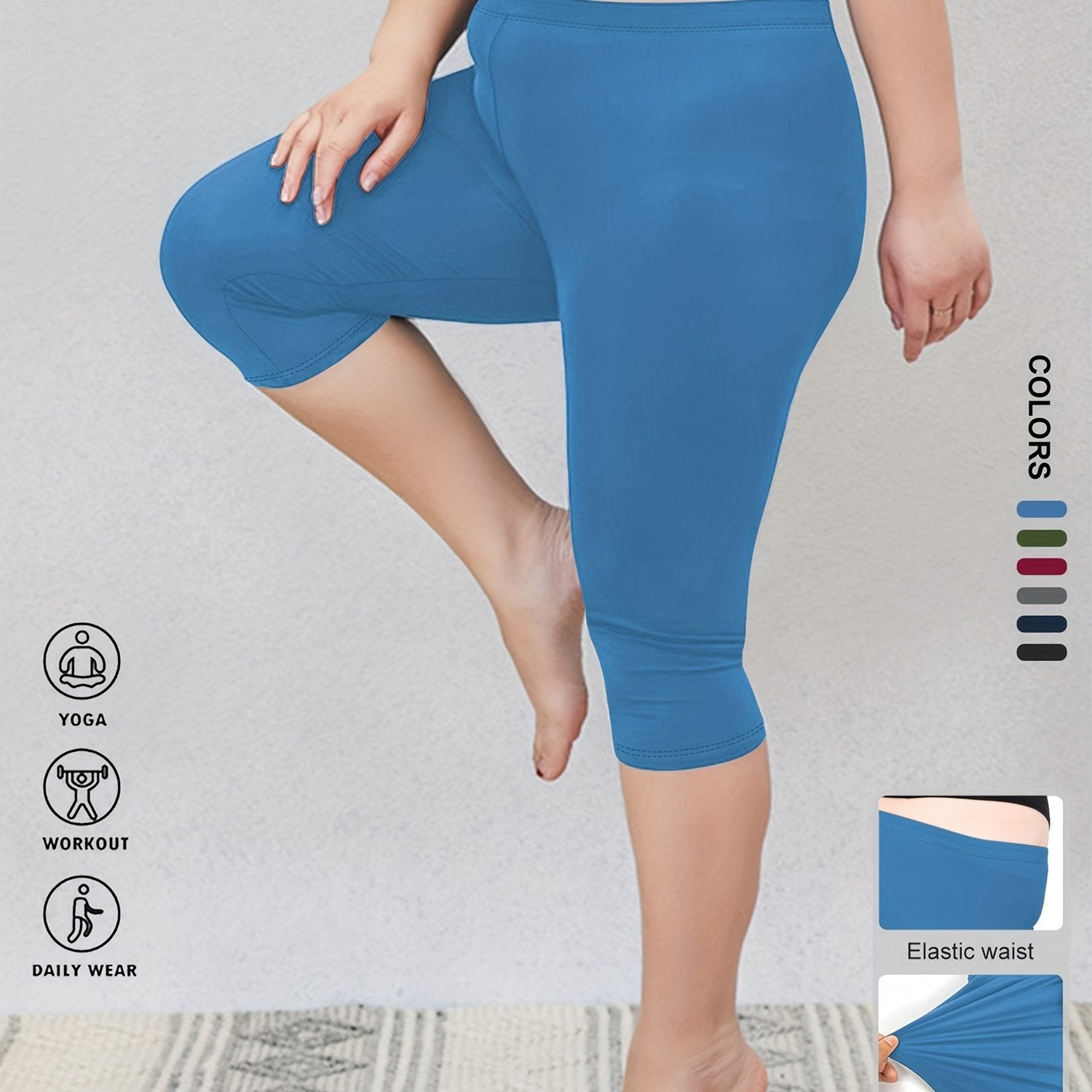 Plus Size High-Waisted Yoga Leggings Capri Tummy Control Butt Lifting
