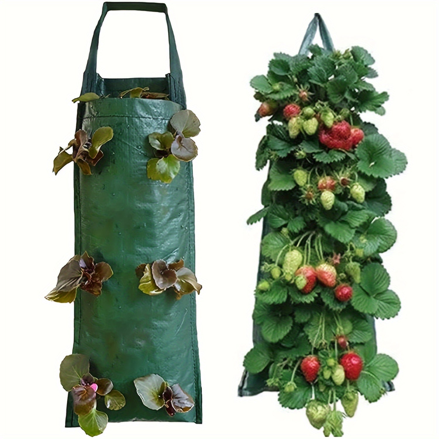 Vertical Hanging Planter Bag for Herbs and Vegetables 59.94cm Green Non-Woven