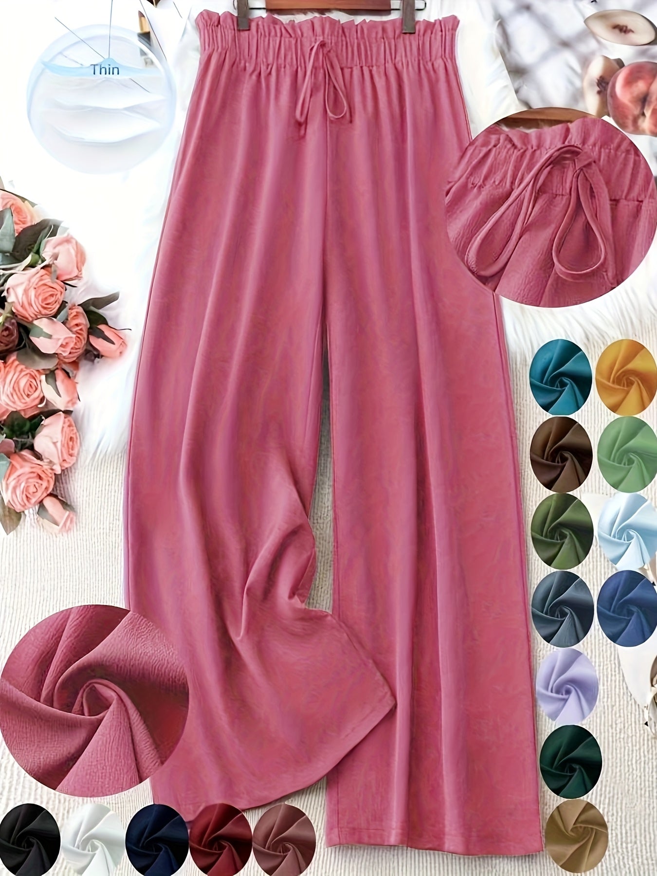 Pantalones de moda para mujer de tallas grandes con cintura elástica y pantalones casuales de talla grande