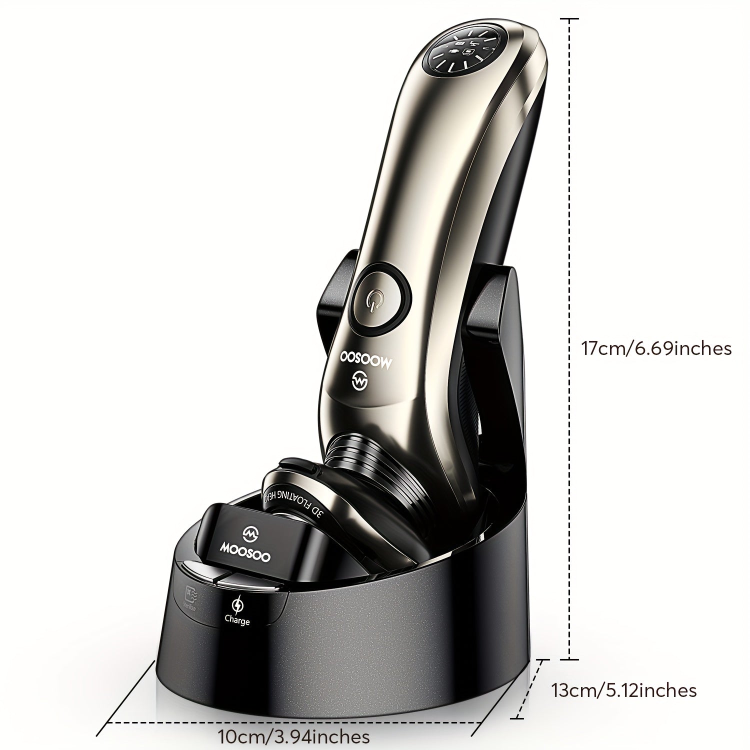 Afeitadora eléctrica para hombres húmeda y seca, pantalla LCD, recortadora de precisión, estación de limpieza y carga, navajas de acero inoxidable