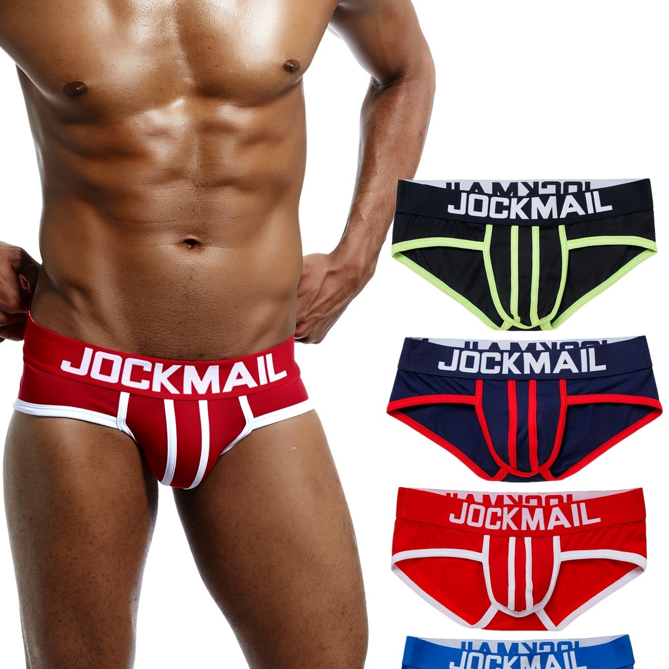 Men's Low-Rise Cotton Briefs 4-Pack Color Block Breathable Underwear