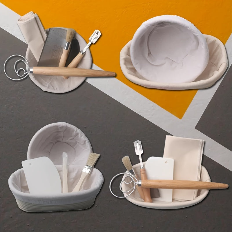 Yangi dizayn qilingan Rattan Nonni Isitish Savati To'plami, professional va uy pishiruvchilar uchun ideal. To'plamda mukammal Sourdough nonlari uchun oziq-ovqat xavfsizligi bilan ta'minlangan xamir fermentatsiya vositalari mavjud.