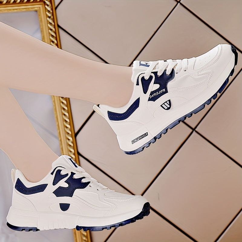 Women's Casual Sneakers Contrast Colors Lace-Up Platform Sole Low Top All-Season