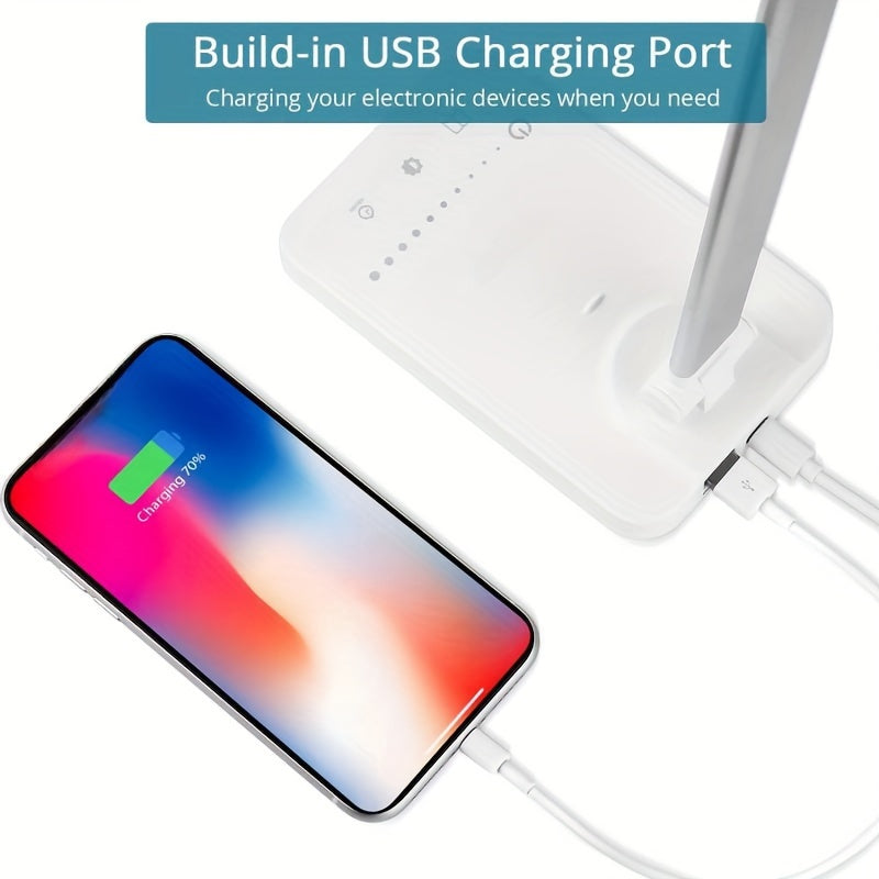 Adjustable LED Desk Lamp Touch Control Dimmable with 5 Lighting Modes USB Powered White or Black