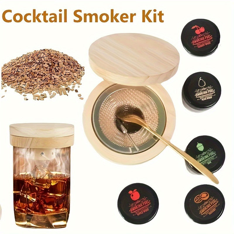 Cocktail Smoking Kit with 6 Wood Chip Soakers for Whiskey Enthusiasts