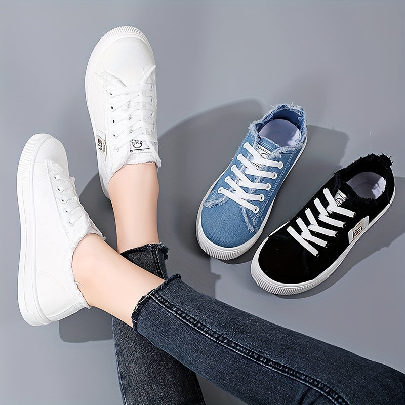Women's White Flat Sneakers For Spring Summer Versatile Comfortable