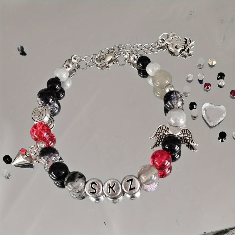 Beaded Punk uslubidagi bilaguzuk, ayollar uchun K-Pop muxlislar uchun sozlanadigan zargarlik buyumlari