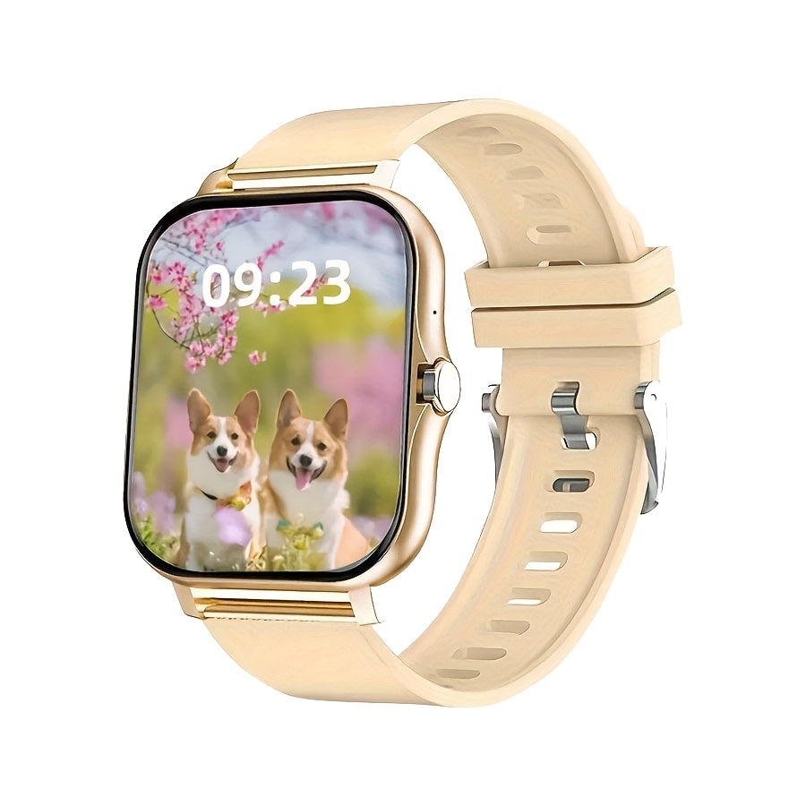 Casual Stainless Steel Square Smartwatch 1.83 Inch HD Touch Screen Call Text Notifications Music Control Compatible with Android iPhone